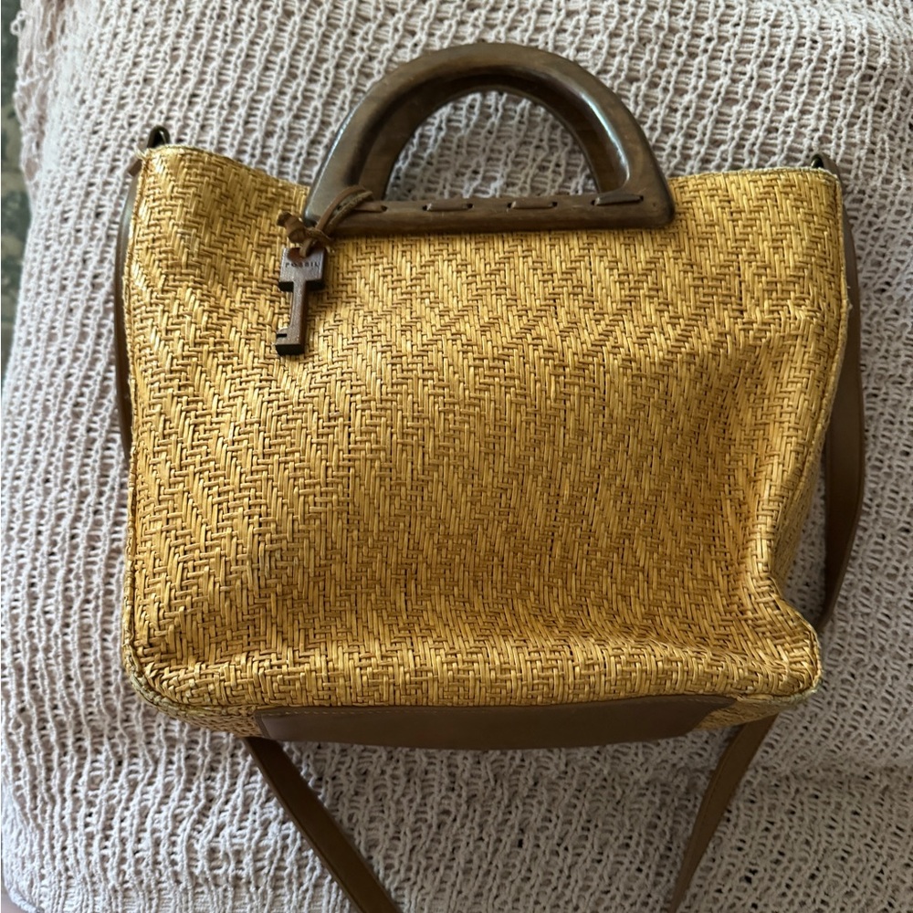 Vintage fossil jute purse